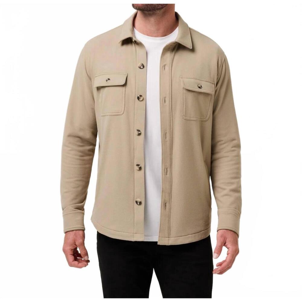 NEW TRAVIS MATTHEW tm peak fleece shirt jacket in weathered teak